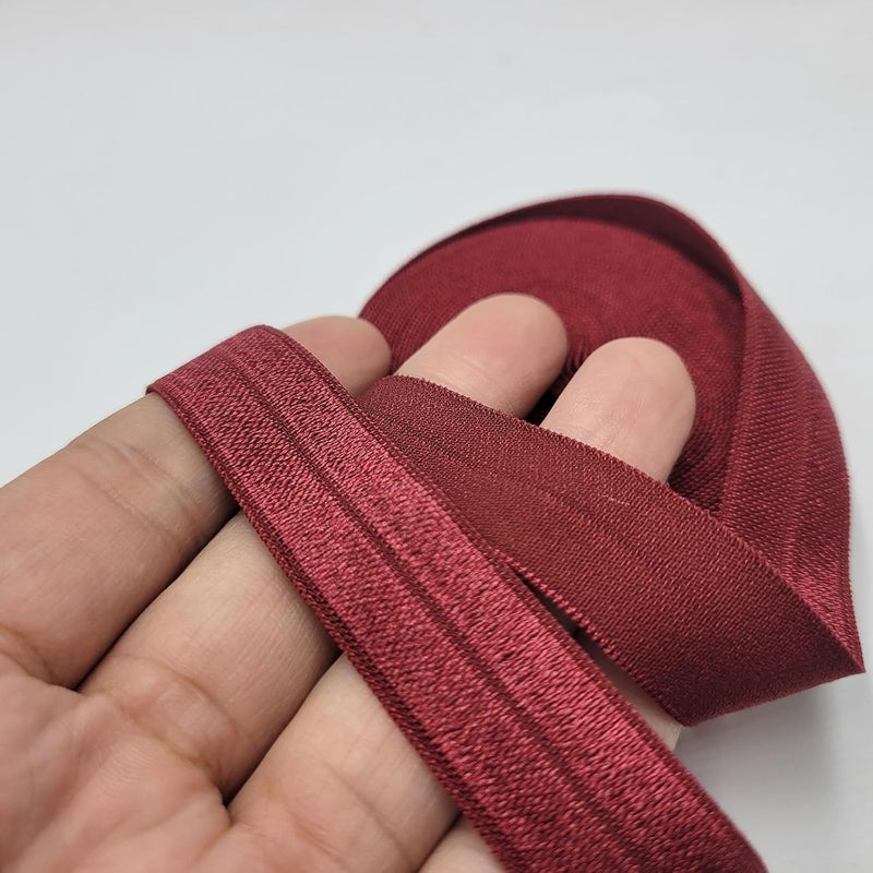 FAYADA Fold Over Elastic,5/8" Foldover FOE Trim Elastic Ribbon,Stretch FOE Band for Hair Ties Headbands Sewing Craft -5 Yards (Scarlet) - Image 3